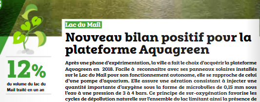 Nouveau bilan positif pour la plateforme AQUAGREEN